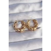 Pirinç Gold Renk Damla Kıvrım Tasarımlı Halka Küpe - TJ-BKP9084