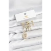 Pirinç Gold Renk Göz ve Kutup Yıldızı Model YSX Trio Küpe Seti