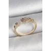 Pirinç Gold Renk Pembe Damla Zirkon Taşlı Ayarlanabilir Kadın Yüzük - TJ-BYK3735