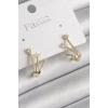 Pirinç Gold Renk Zirkon Taşlı Kadın Küpe