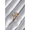 Pirinç Gold Renk Zirkon Taşlı Kalp Charm Model Kadın Yüzük - TJ-BYK2953