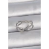 Pirinç Gümüş Renk Ayarlanabilir Zirkon Taşlı Sarmal Model Kadın Yüzük