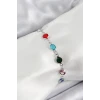Pirinç Gümüş Renk Karışık Renk Zirkon Taşlı Kadın Bileklik - TJ-BB7046