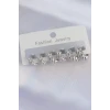Pirinç Gümüş Renk Minimal Tırtıklı Küpe Seti - TJ-BKP8991