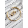 Pirinç Zirkon Taşlı Ayrık Model Gold Renk Bileklik Yüzük Set - TJ-BB7605