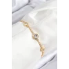 Pirinç Zirkon Taşlı Daire Model Gold Renk Asansörlü Kadın Bileklik