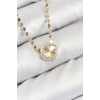 Pirinç Zirkon Taşlı Yonca Model Ezme Zincir Gold Renk Kadın Kolye - TJ-BKO10392