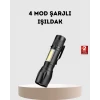 Profesyonel 4 Modlu Şarjlı El Feneri | 1300 mAh Batarya | Cree LED Teknolojisi
