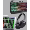 Set Işıklı Klavye Mouse + Bluetooth 5.2 Kulaklık  Paketi