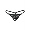 Siyah Dantelli Özel Bölgesi Açık G-String TM1167
