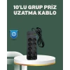 Termal Koruma Sistemli USB Type-C 10’lu Grup Priz 2m 2500W Güç Kapasiteli