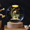 Unicorn Ay Figürlü Işıklı Ahşap Altlıklı Kar Küresi (8 cm)