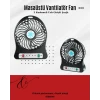 USB Girişli Taşınabilir Masaüstü Mini Fan – 3 Kademeli Hız, Şarjlı, Işıklı, Sessiz Çalışma