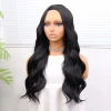 Uzun Siyah Su Dalgalı Fiber Sentetik Tül Peruk