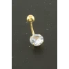 Yuvarlak Zirkon Taşlı Çelik Piercing 1 Adet