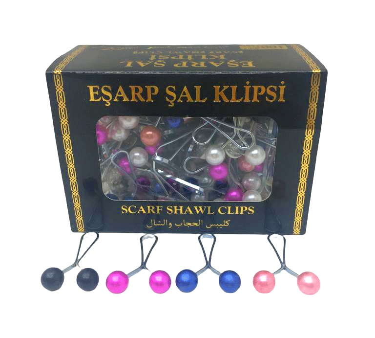 Renkli 100 Parça  Eşarp Başörtü - Şal Klipsi