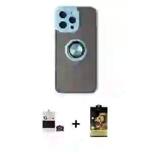 ieg™ iPhone 14 Pro Max Kılıf Yörünge Çizgi - Siyah Buffer Cam Ekran Koruyucu + Bilvis Titan Kamera Lens - DNMR