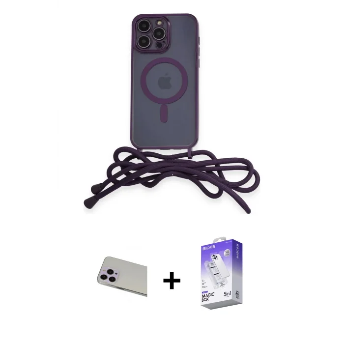 ieg™ iPhone 13 Pro Max Kılıf Eksen Özel Seri - Siyah Bilvis 5in1 3D Magic Cam Ekran Koruyucu + Rainbow Kamera Lens Koruma Cam - MR