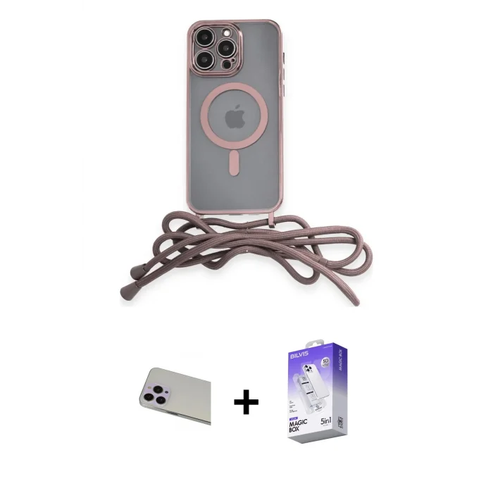 ieg™ iPhone 13 Pro Max Kılıf Eksen Özel Seri - Siyah Bilvis 5in1 3D Magic Cam Ekran Koruyucu + Rainbow Kamera Lens Koruma Cam - MR