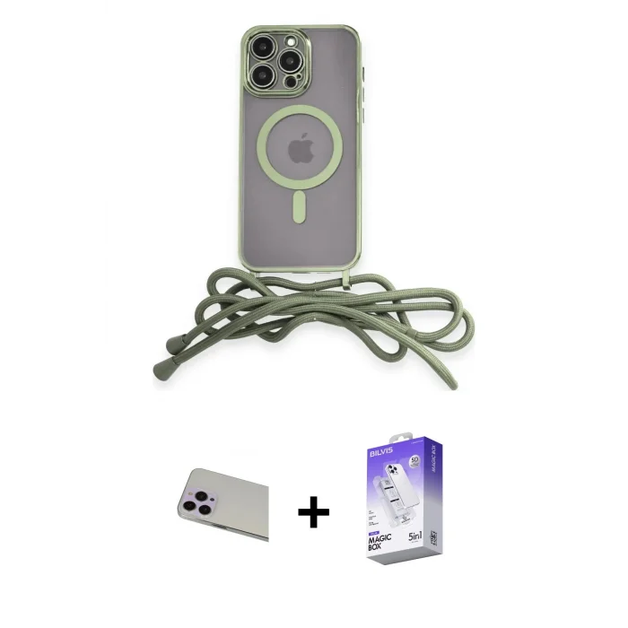 ieg™ iPhone 13 Pro Max Kılıf Eksen Özel Seri - Siyah Bilvis 5in1 3D Magic Cam Ekran Koruyucu + Rainbow Kamera Lens Koruma Cam - MR