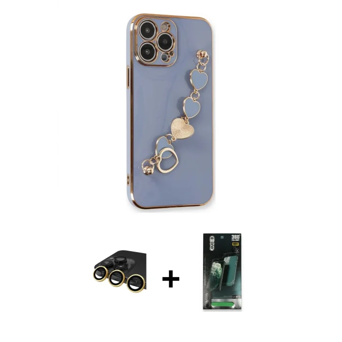 ieg™ iPhone 14 Pro Max Kılıf Nova Işık Prime - Şeffaf 360 Full Body Arka Koruyucu + Raze Metal Kamera Lens - GD