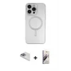 ieg™ iPhone 13 Pro Max Kılıf Akış Minimal Özel Seri - Siyah Bilvis 3D Mat Cam Ekran Koruyucu + Pers Alüminyum Kamera Lens - SABE