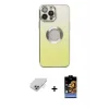 ieg™ iPhone 14 Pro Max Kılıf Kutup Yansıma Özel Seri - Siyah Buffer Hayalet Cam Ekran Koruyucu + Band Metal Kamera Lens - GS