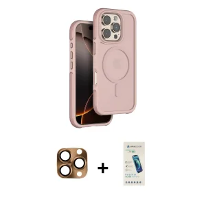 ieg™ iPhone 16 Pro Max Kılıf Çekirdek Minimal Prime - Şeffaf Pasifik Cam Ekran Koruyucu + Pers Alüminyum Kamera Lens - CLTM
