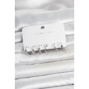 Pirinç Gümüş Renk Botega Model Kadın Küpe Seti
