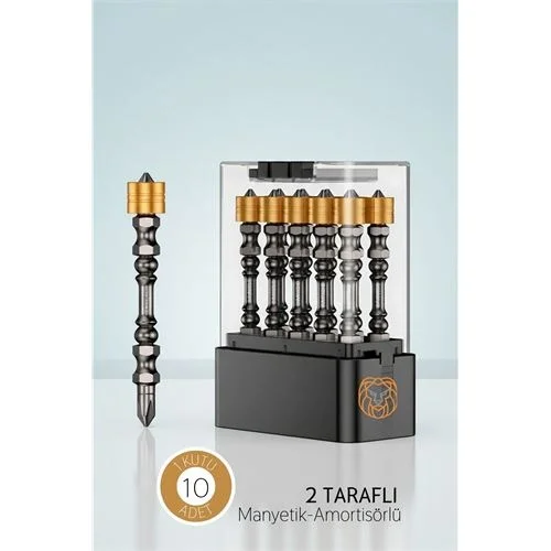 10’lu Çift Taraflı Manyetik Amortisörlü Yıldız Çelik Vidalama Uç Seti – 65mm Pz2 Endüstriyel