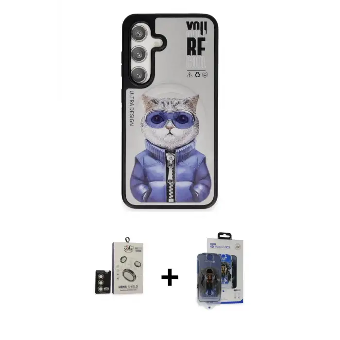 ieg™ Galaxy S24 Kılıf Siluet Modern Özel Seri - Siyah Vanessa Magic Cam + Bilvis Titan Kamera Lens - GD