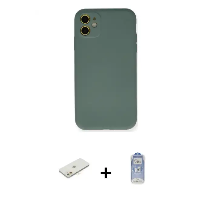 ieg™ iPhone 11 Kılıf Ahenk Serisi - Siyah Joko Magic 5D Cam + Renkli Kamera Lens Koruma Cam - TU