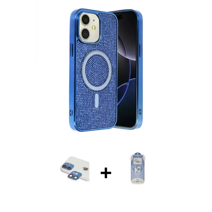 ieg™ iPhone 11 Kılıf Eksen Çizgi - Siyah Joko Magic 5D Cam + Pers Alüminyum Kamera Lens - GI