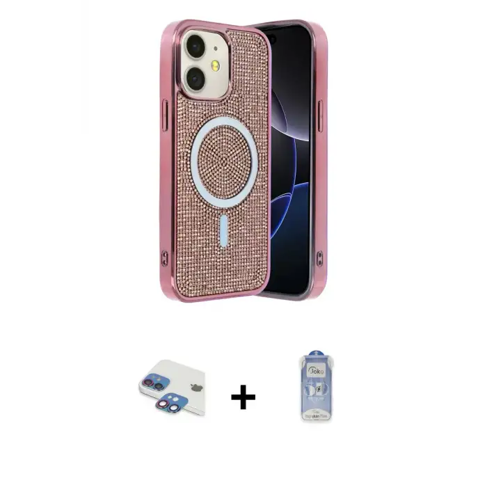 ieg™ iPhone 11 Kılıf Eksen Çizgi - Siyah Joko Magic 5D Cam + Pers Alüminyum Kamera Lens - GI