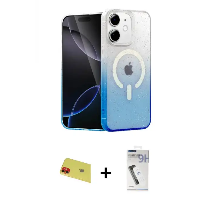 ieg™ iPhone 11 Kılıf Eksen Minimal Özel Seri - Şeffaf Uv Polymer Nano Ekran Koruyucu + Rainbow Kamera Lens Koruma Cam - KI