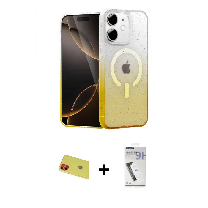 ieg™ iPhone 11 Kılıf Eksen Minimal Özel Seri - Şeffaf Uv Polymer Nano Ekran Koruyucu + Rainbow Kamera Lens Koruma Cam - KI