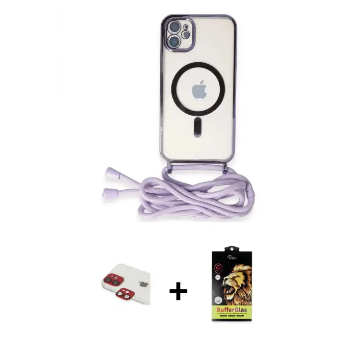 ieg™ iPhone 11 Kılıf Eksen Özel Seri - Siyah Buffer Cam Ekran Koruyucu + Pers Alüminyum Kamera Lens - KI