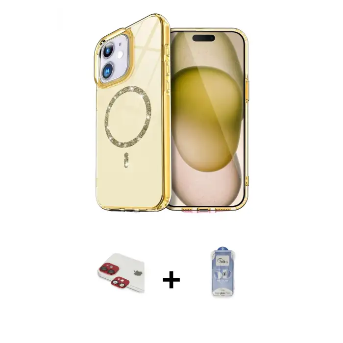 ieg™ iPhone 11 Kılıf Kıvılcım Form Prime - Siyah Joko Magic 5D Cam + Pers Alüminyum Kamera Lens - KI