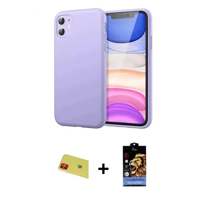 ieg™ iPhone 11 Kılıf Kozmos Yansıma Özel Seri - Siyah Buffer Hayalet Cam Ekran Koruyucu + Rainbow Kamera Lens Koruma Cam - KI