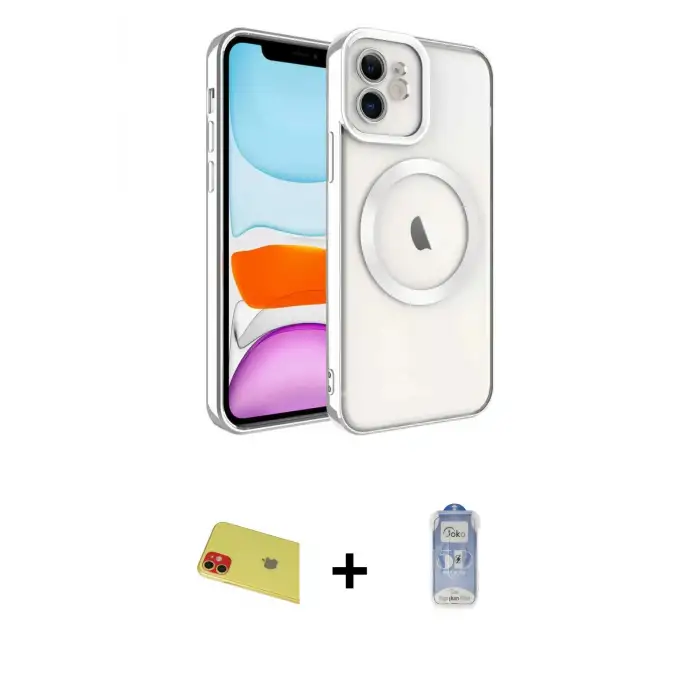 ieg™ iPhone 11 Kılıf Nova Işık Özel Seri - Siyah Joko Magic 5D Cam + Rainbow Kamera Lens Koruma Cam - KI