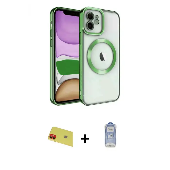 ieg™ iPhone 11 Kılıf Nova Işık Özel Seri - Siyah Joko Magic 5D Cam + Rainbow Kamera Lens Koruma Cam - KI