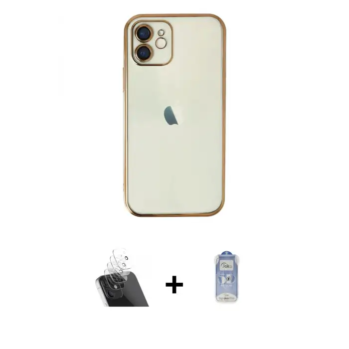 ieg™ iPhone 11 Kılıf Vadi Minimal - Siyah Joko Magic 5D Cam + Kamera Lens Koruma Cam - SF