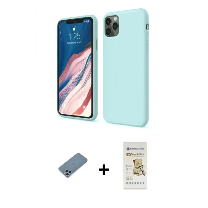 ieg™ iPhone 11 Pro Kılıf Kozmos Yansıma Özel Seri - Siyah Mat Seramik Nano Ekran Koruyucu + Shine Kamera Lens Koruma Cam - SABE
