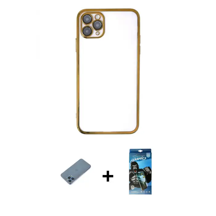 ieg™ iPhone 11 Pro Kılıf Vadi Minimal - Siyah 34D Izgaralı Cam + Shine Kamera Lens Koruma Cam - MI