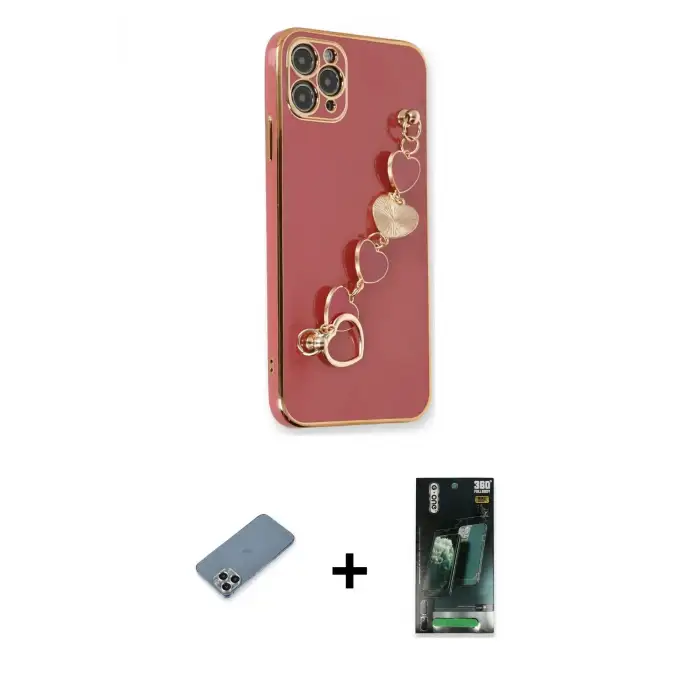 ieg™ iPhone 11 Pro Max Kılıf Nova Işık Prime - Şeffaf 360 Full Body Arka Koruyucu + Metal Kamera Lens Koruma Cam - GS