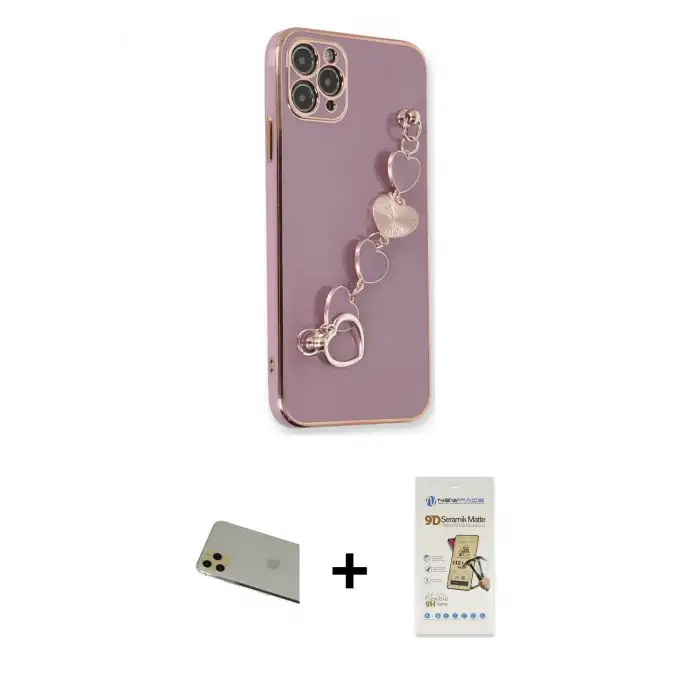 ieg™ iPhone 11 Pro Max Kılıf Nova Işık Prime - Siyah Mat Seramik Nano Ekran Koruyucu + Rainbow Kamera Lens Koruma Cam - GD