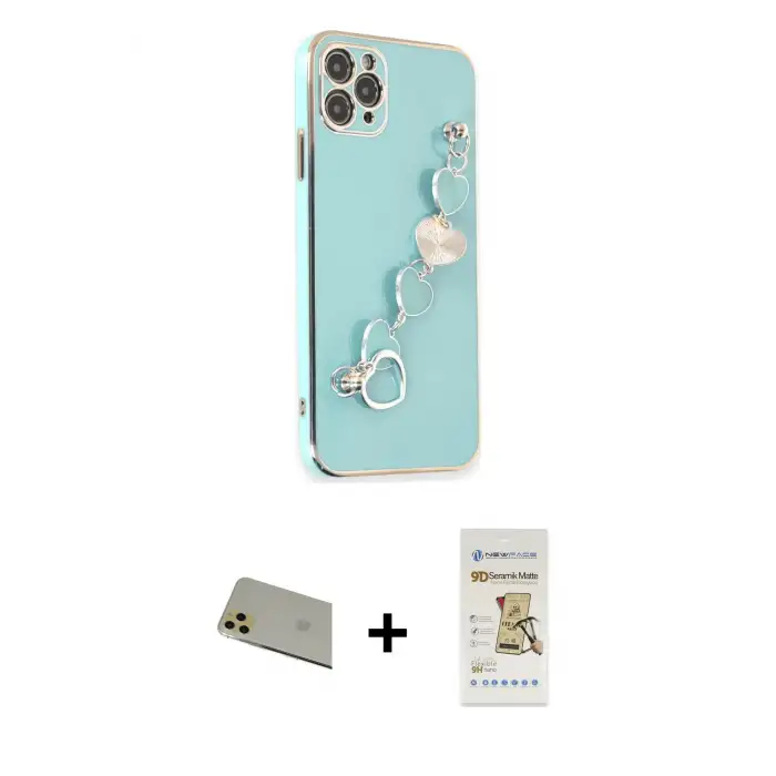 ieg™ iPhone 11 Pro Max Kılıf Nova Işık Prime - Siyah Mat Seramik Nano Ekran Koruyucu + Rainbow Kamera Lens Koruma Cam - GD