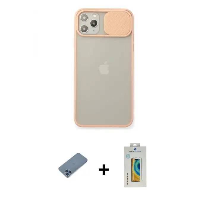 ieg™ iPhone 11 Pro Max Kılıf Vadi Çizgi - Siyah Polymer Nano Ekran Koruyucu + Shine Kamera Lens Koruma Cam - MI