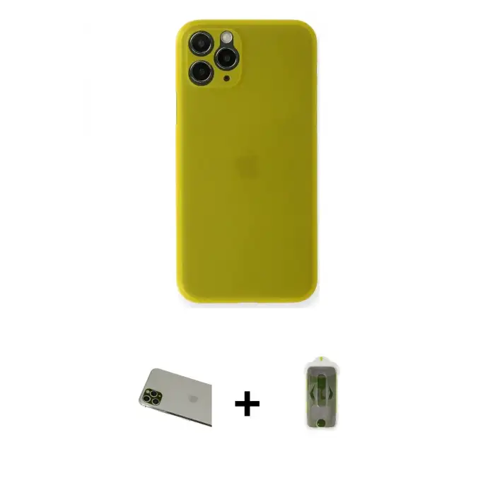 ieg™ iPhone 11 Pro Max Kılıf Yadigar Yansıma Serisi - Siyah Joko Magic 5D Hayalet Cam + Rainbow Kamera Lens Koruma Cam - YL