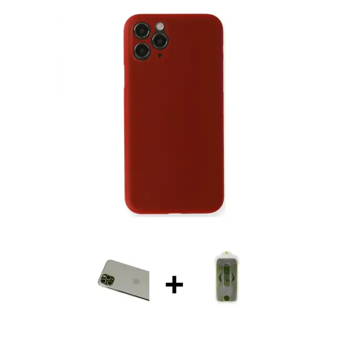 ieg™ iPhone 11 Pro Max Kılıf Yadigar Yansıma Serisi - Siyah Joko Magic 5D Hayalet Cam + Rainbow Kamera Lens Koruma Cam - YL